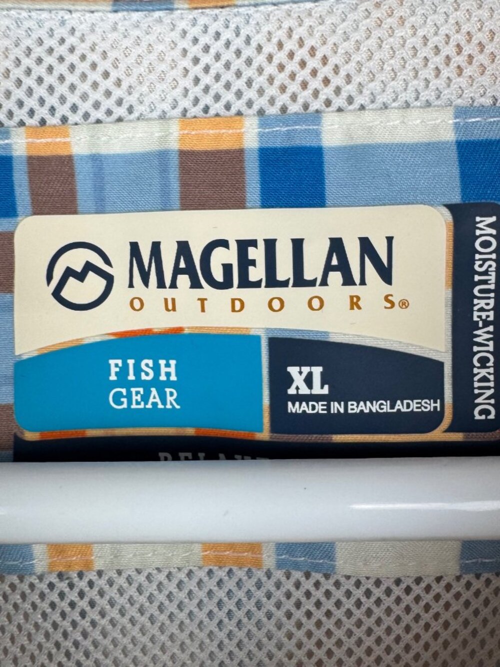 Magellan Outdoors Vented Fishing Shirt Houston Rodeo Orange Blue Plaid XL - Picture 3 of 15